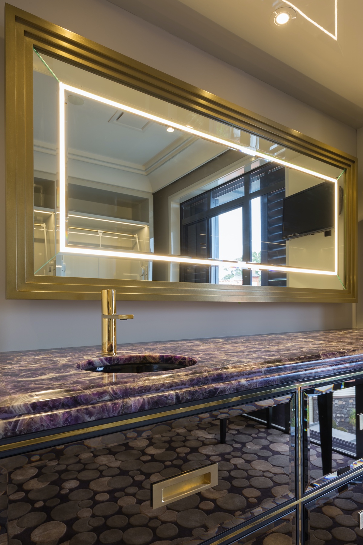 Metalier liquid metal gold bathroom mirror; classic gold brass;; decorative metal coating; metal veneer; luxury finish